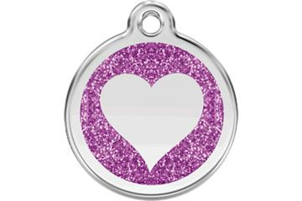  Red Dingo Glitter Heart Dog ID Tag  