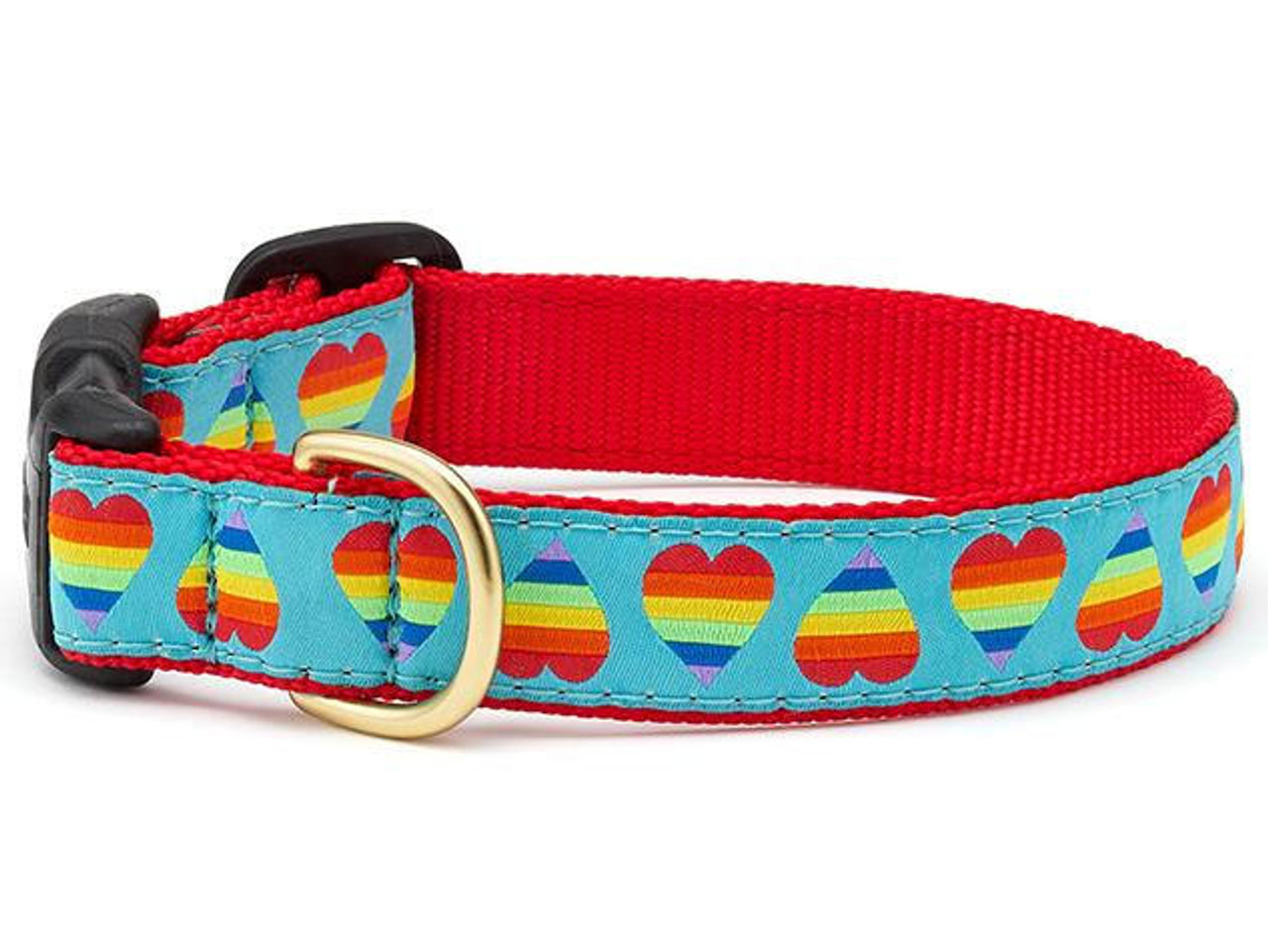 Up Country Rainbow Hearts Dog Collar 