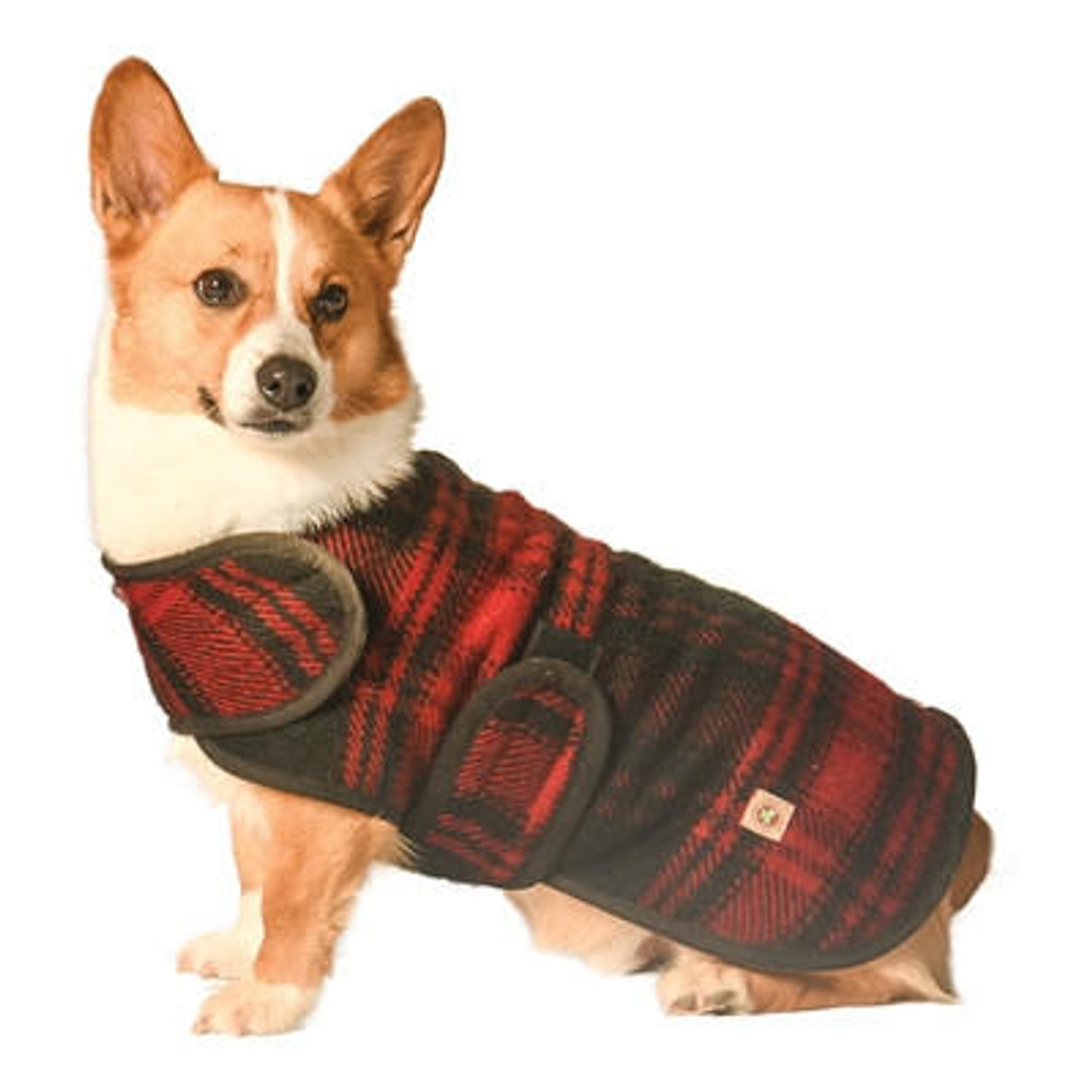 Chilly Dog Red and Black Plaid  Wool Blanket Dog Coat 