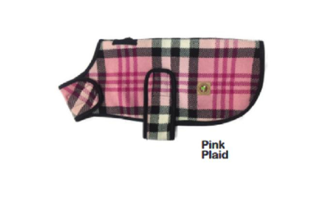 Chilly Dog Pink Plaid  Wool Blanket Dog Coat 