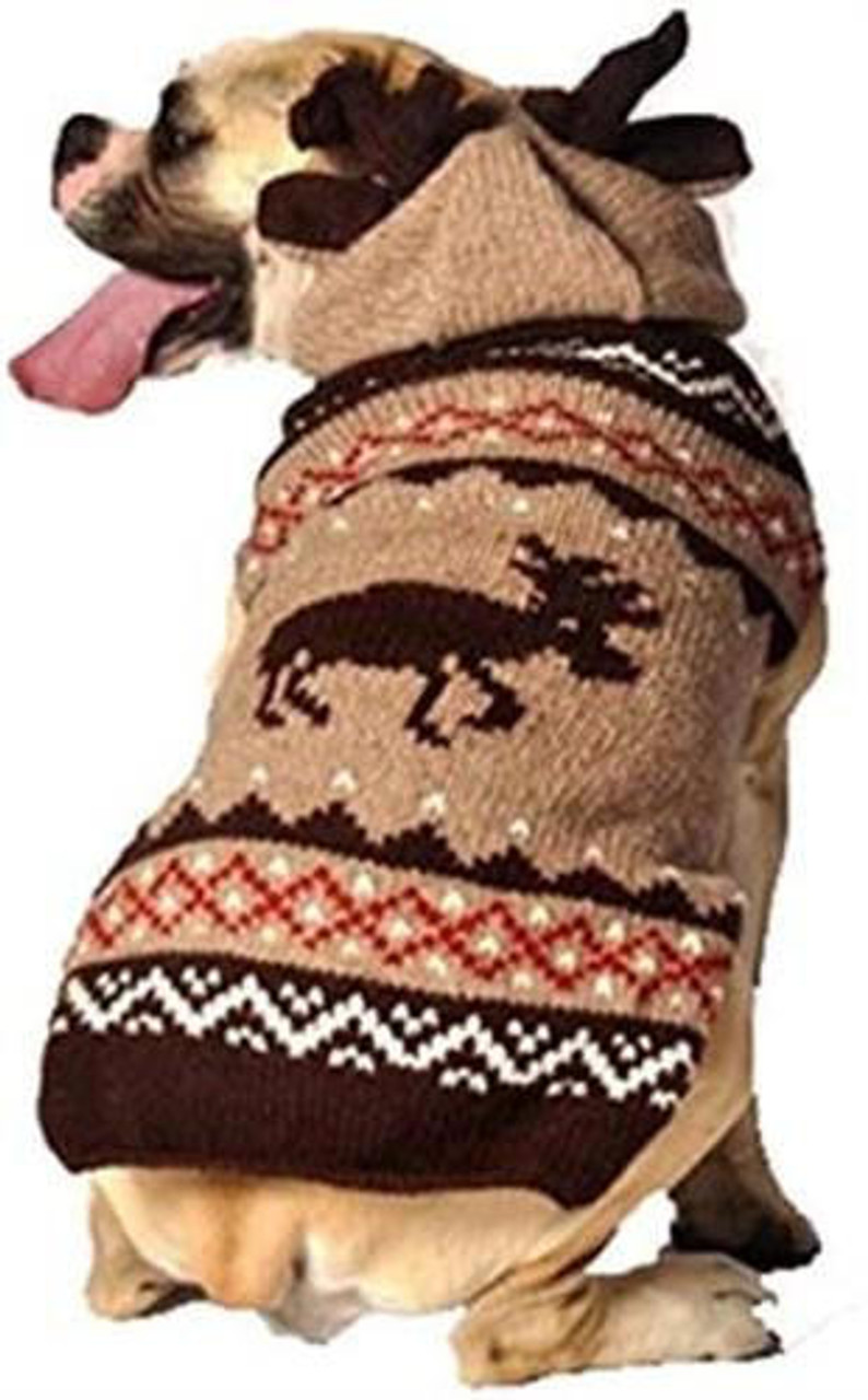 Chilly Dog Moosey Hooded Wool Sweater 