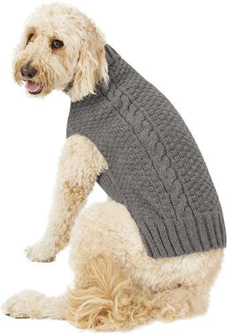 Chilly Dog Gray Cable Knit Wool Sweater 