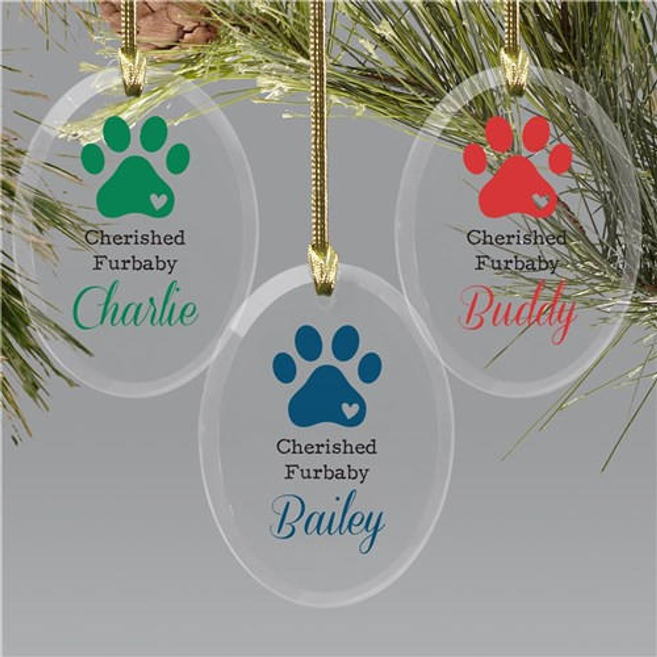 Personalized Gifts Personalized Cherished Furbaby Oval Glass Ornament 