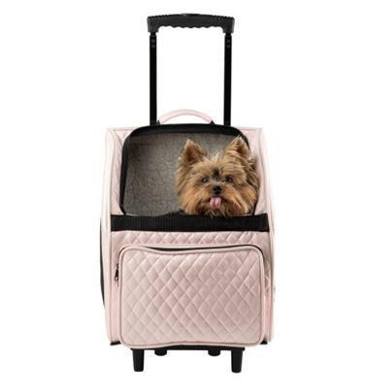 Petote RIO Pink Quilted Rolling Carrier 3 in 1 carrier! Airline Approved Carrier, Back Pack, and Car Seat!! from PETOTE® 