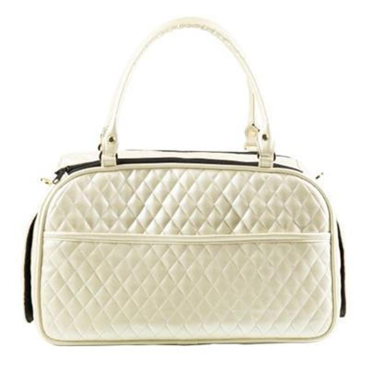 Petote Marlee - Ivory Quilted with Snake Dog Carrier