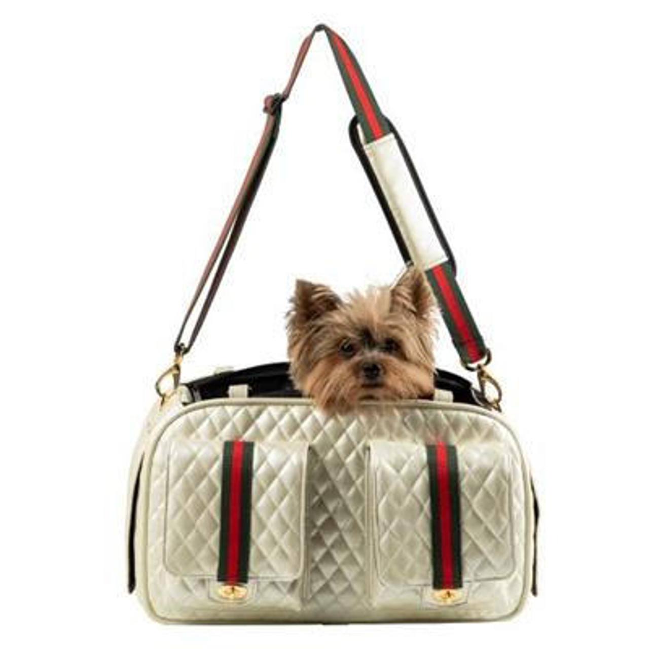 Petote Marlee Bag, Designer Dog Carrier, Quilted Dog Bag, Airline