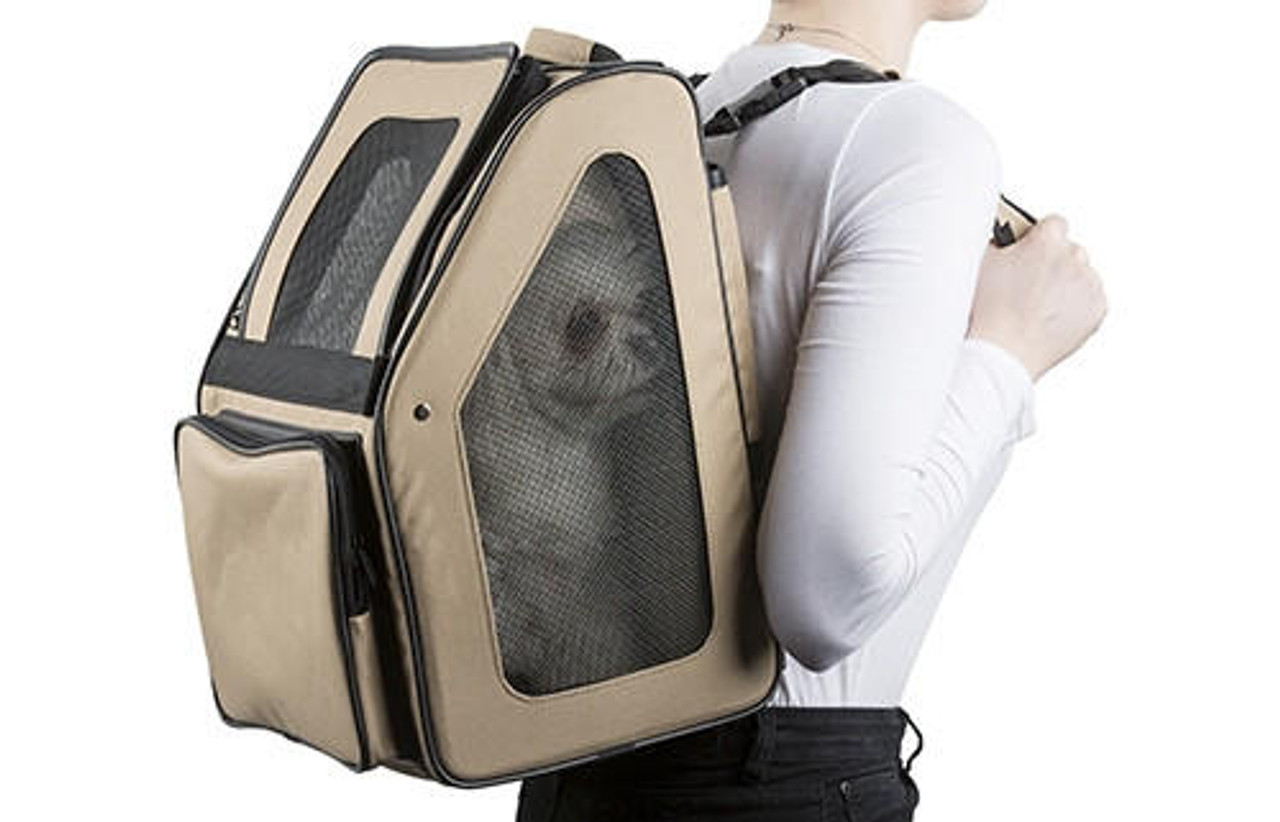 Petote RIO Classic - Khaki Rolling Carrier On Wheels Airline Approved Carrier, Back Pack, and Car Seat!! from PETOTE® 