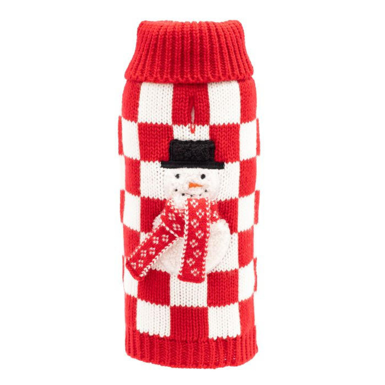 The Worthy Dog Checkerboard Snowman Sweater 