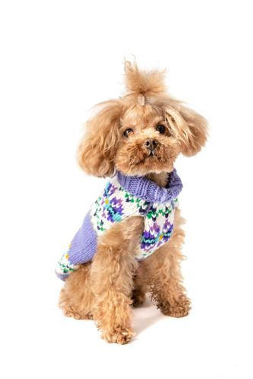 Chilly Dog Lavender Flowers Wool Sweater 