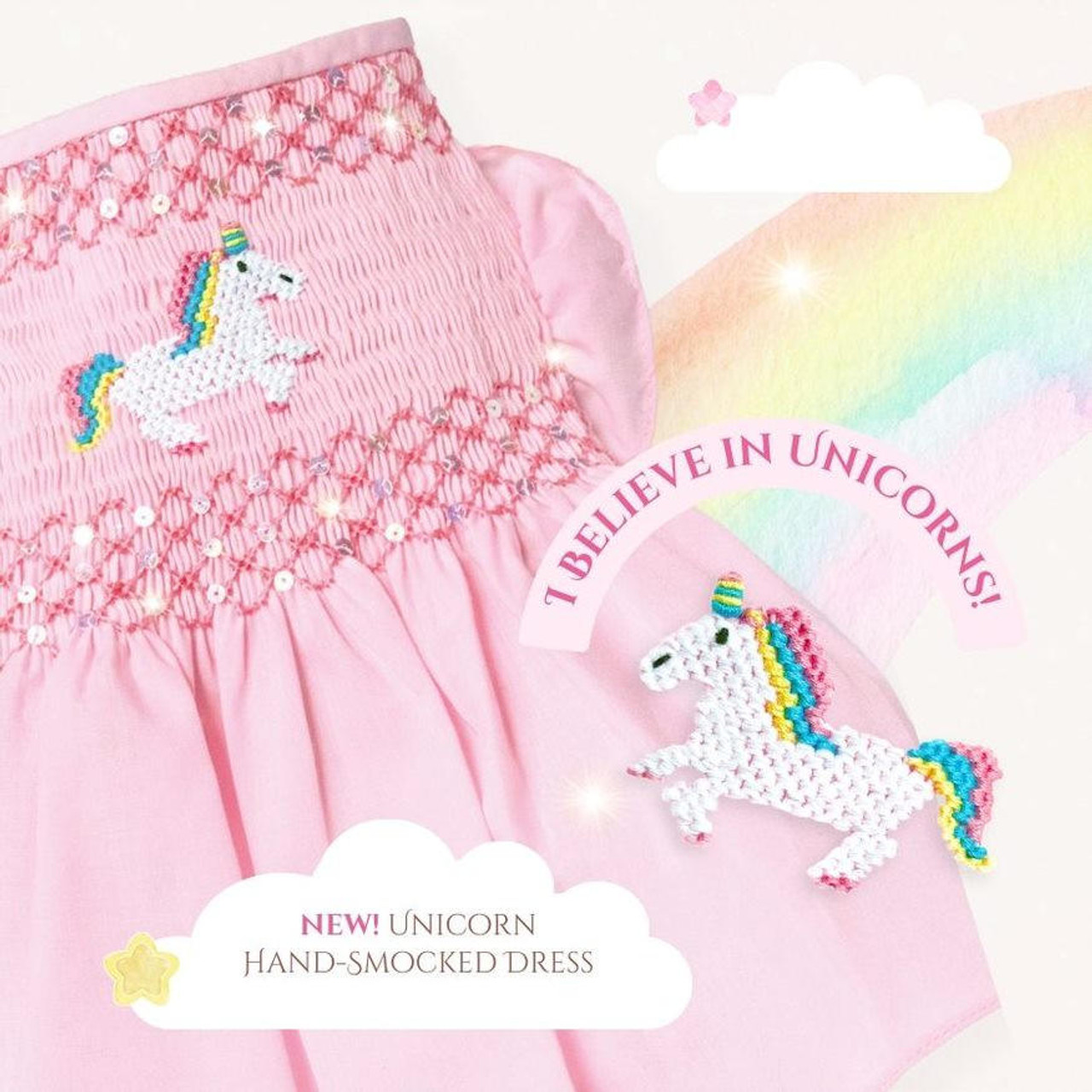 Oscar Newman I Believe in Unicorns Hand-Smocked Dress ( 2024 Collectors Edition ) 