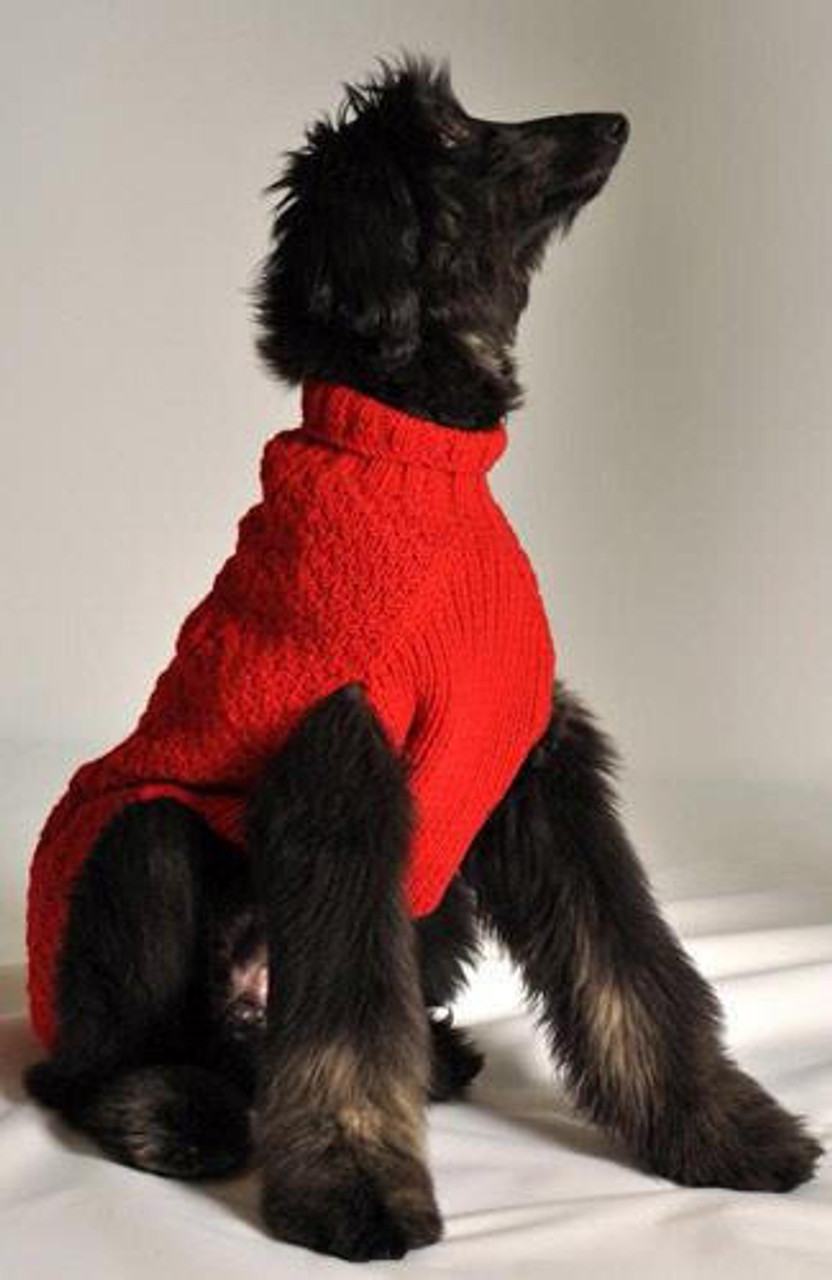 Chilly Dog Red Cable Knit Wool Sweater-FINAL SALE 