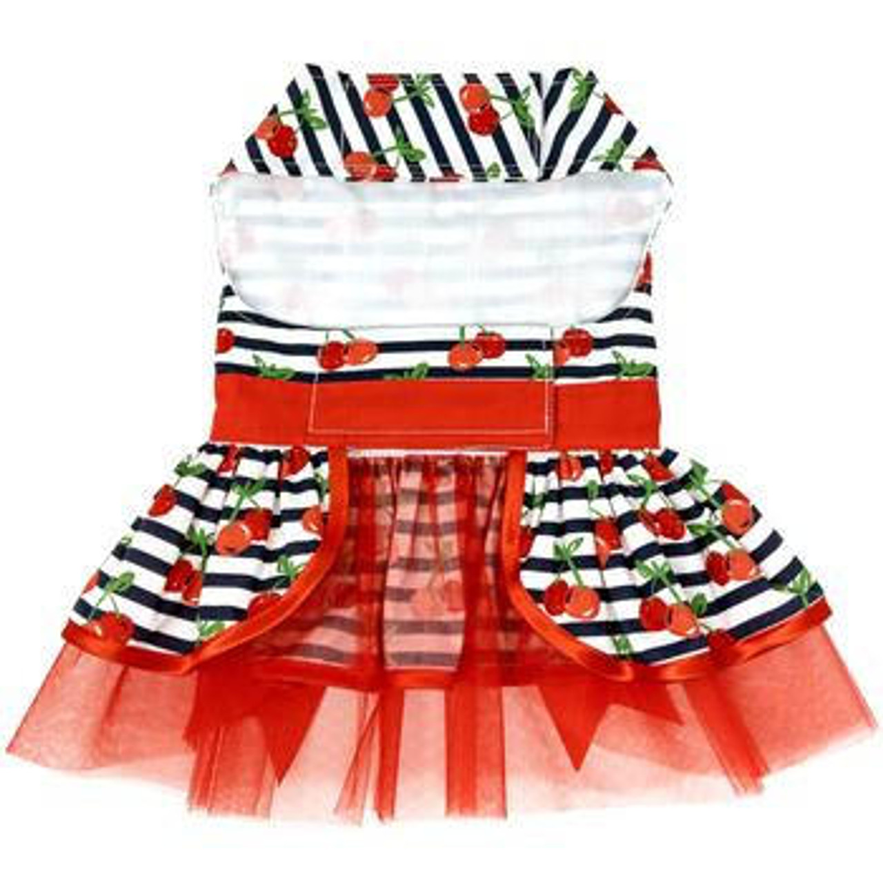 Doggie Design Cherry Stripe Harness Dress with Matching Leash 