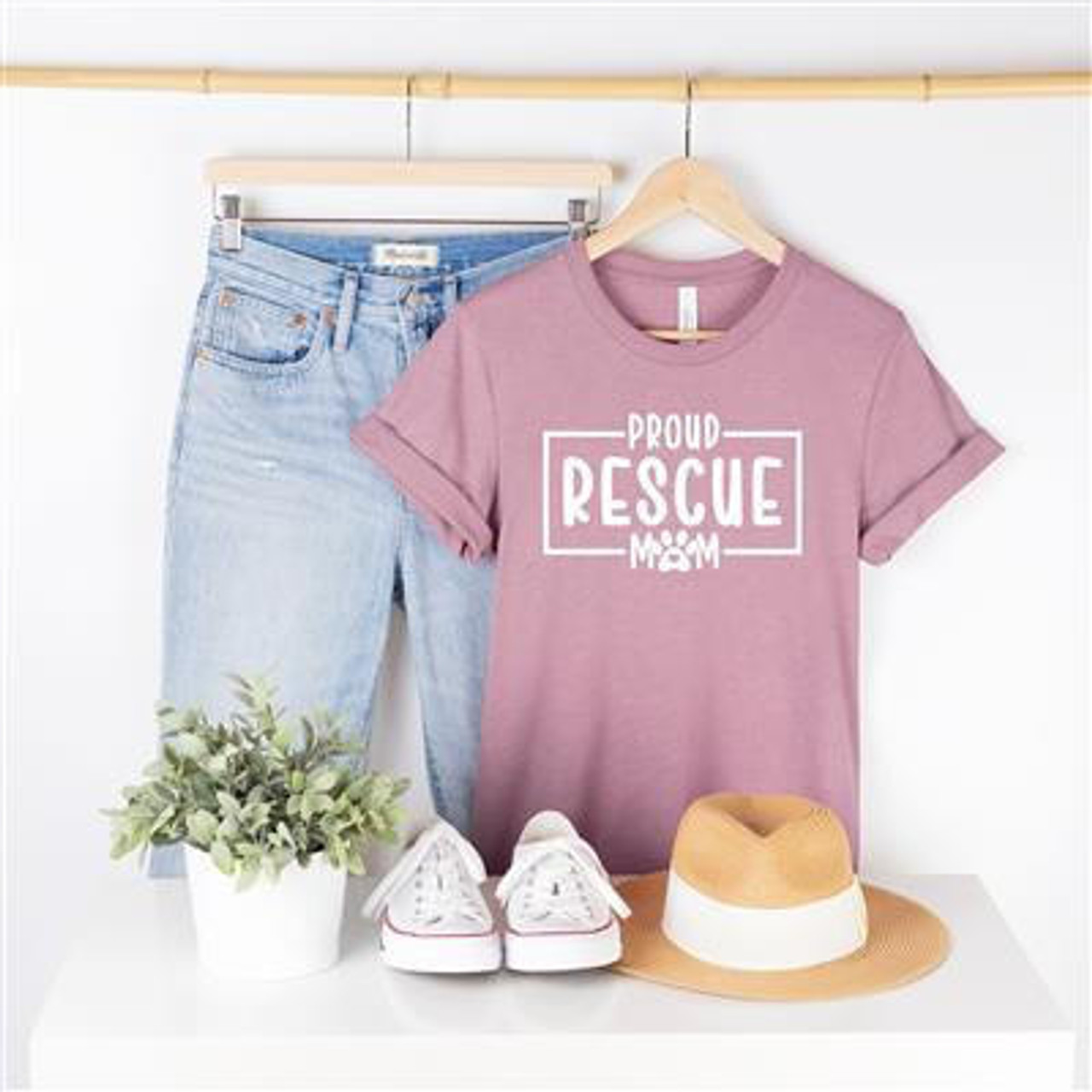 Paisley Paws Proud Rescue Mom Tee Shirt  