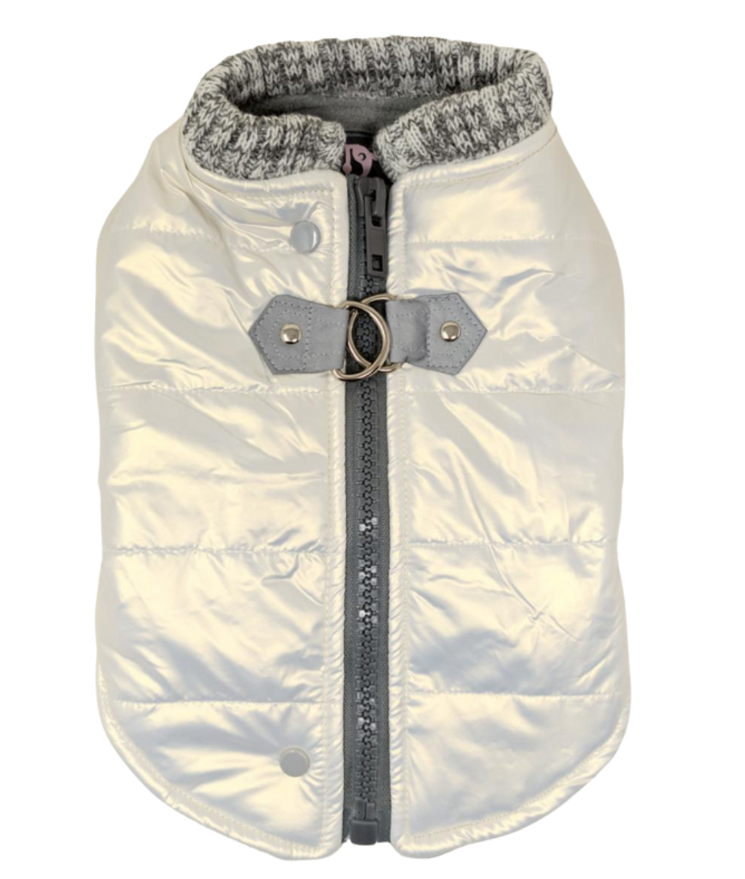 Metallic Pearl White Runner Coat with Built In Harness