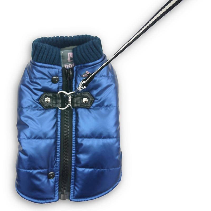 Dogo Metallic Blue Runner Coat with Built In Harness-FINAL SALE 