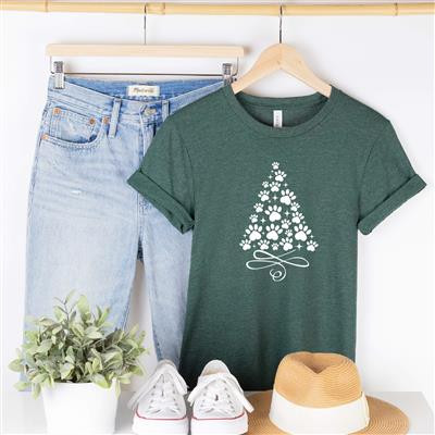 Christmas Tree Paw Tee Shirt 