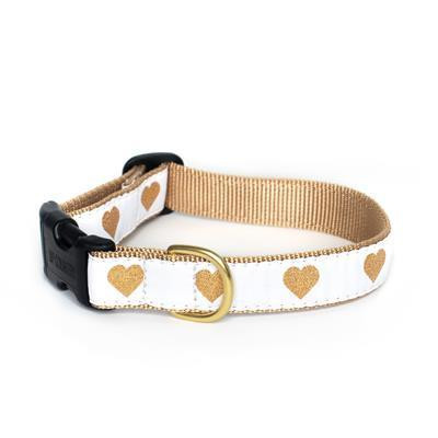 Up Country White Hearts of Gold Dog Collar 