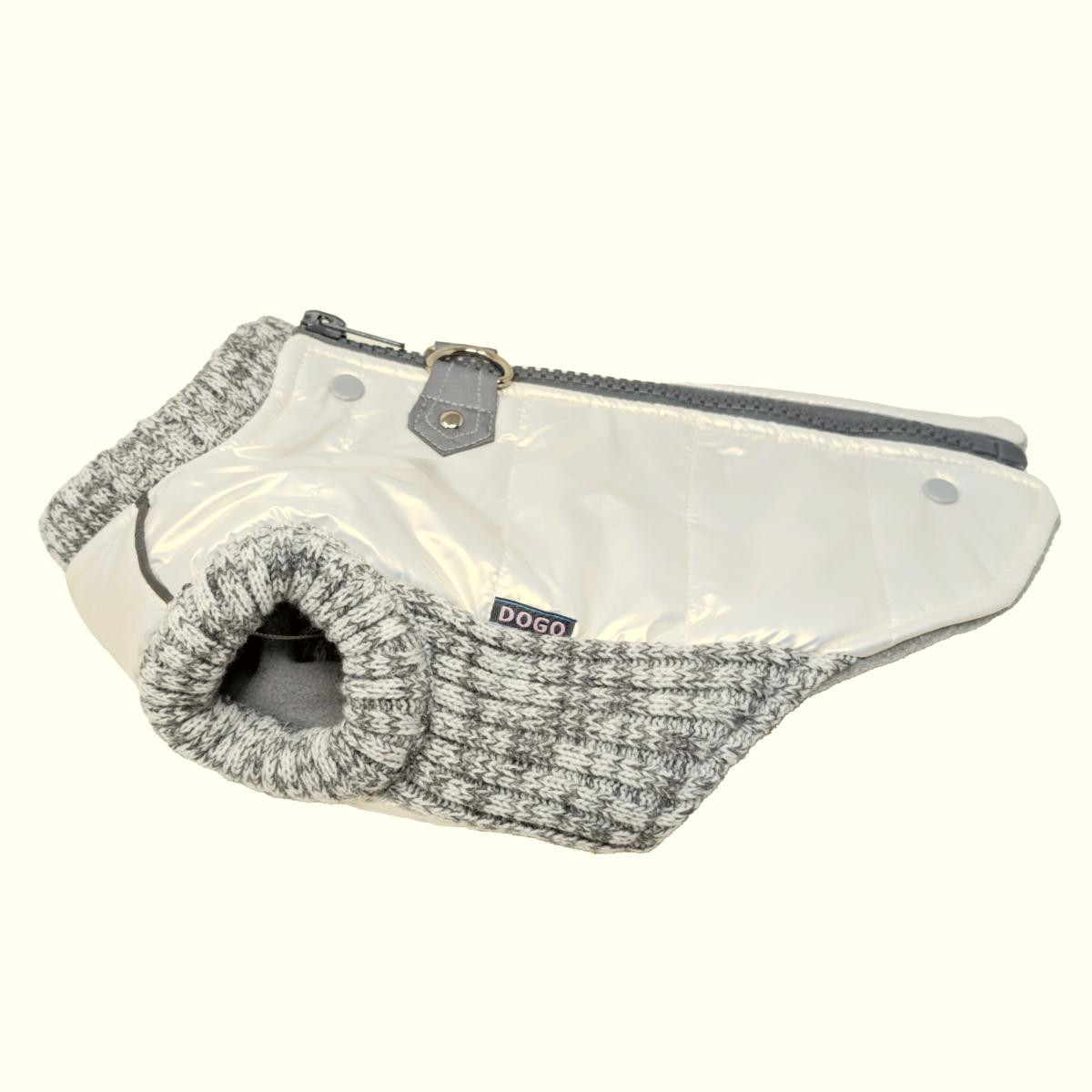 Dogo Metallic Pearl White Runner Coat with Built In Harness 