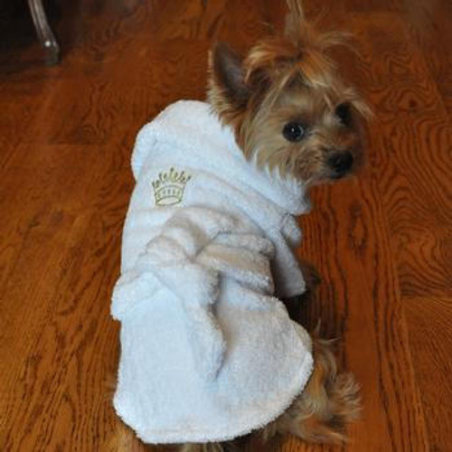 Doggie Design White Gold Crown Cotton Dog Bathrobe 