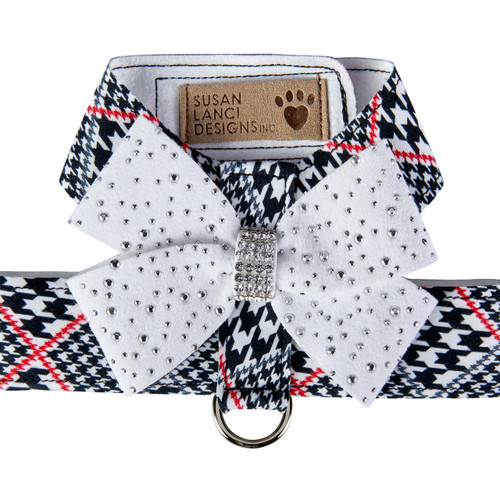 Susan Lanci Classic Glen Houndstooth Stardust Nouveau Bow Tinkie Harness   Susan Lanci Classic Glen Houndstooth Stardust Nouveau Bow Tinkie Harness