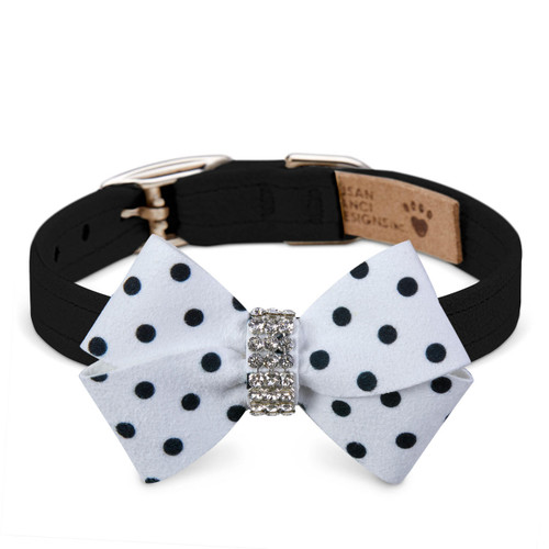 Glizerati Nouveau Bow Luxury Dog Collar by Susan Lanci - Puppy Pink
