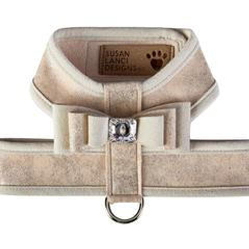 Susan Lanci Champagne Glitzerati Really Big Bow Tinkie Harness with Doe Trim   Susan Lanci Champagne Glitzerati Really Big Bow Tinkie Harness with Doe Trim