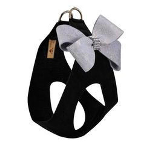 Susan Lanci Black Step in Harness with Platinum Glitzerati Nouveau Bow   Susan Lanci Black Step in Harness with Platinum Glitzerati Nouveau Bow