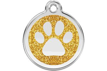  Red Dingo Glitter Paw Dog ID Tag  