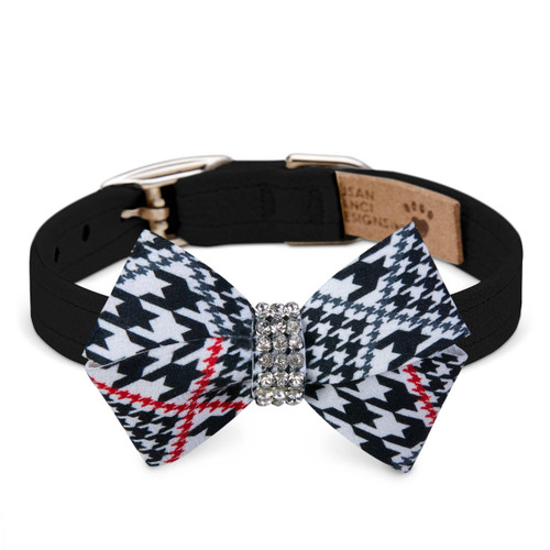 Susan Lanci  Classic Glen Houndstooth Nouveau Bow Collar-FINAL SALE   Susan Lanci  Classic Glen Houndstooth Nouveau Bow Collar-FINAL SALE