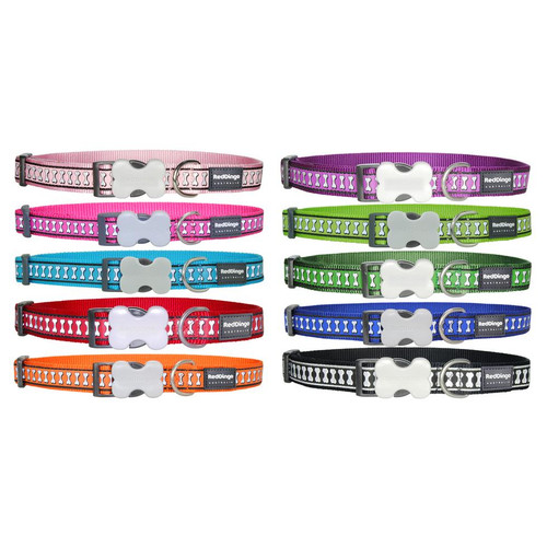 Red Dingo Reflective Bones Buckle Bone Collar  Red Dingo Reflective Bones Buckle Bone Collar