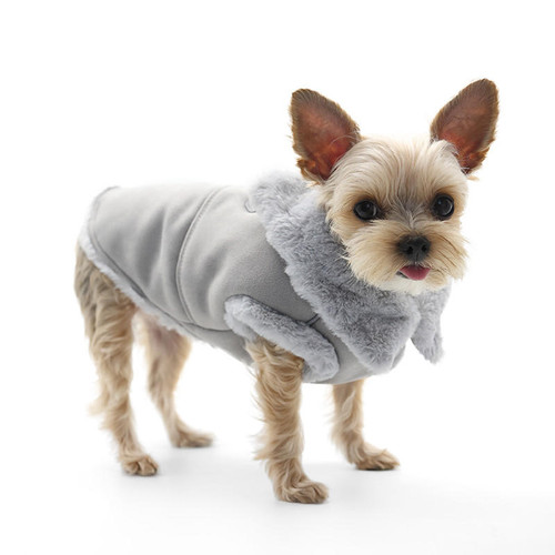 Dogo Gray Furry Runner Coat with Built In Harness  Dogo Gray Furry Runner Coat with Built In Harness
