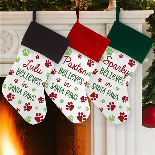 Personalized Gifts Personalized Believes in Santa Paws Stocking 