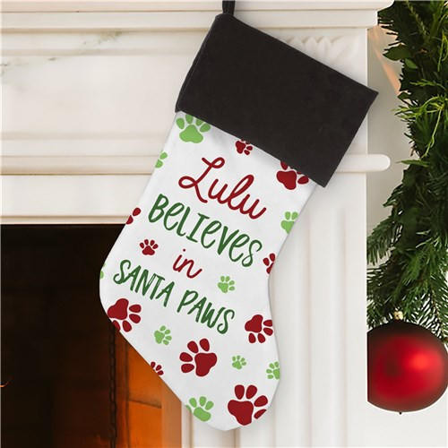 Personalized Gifts Personalized Believes in Santa Paws Stocking 