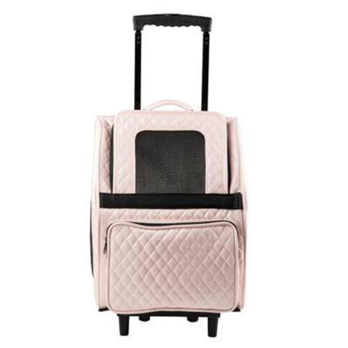 Petote RIO Pink Quilted Rolling Carrier 3 in 1 carrier! Airline Approved Carrier, Back Pack, and Car Seat!! from PETOTE® 