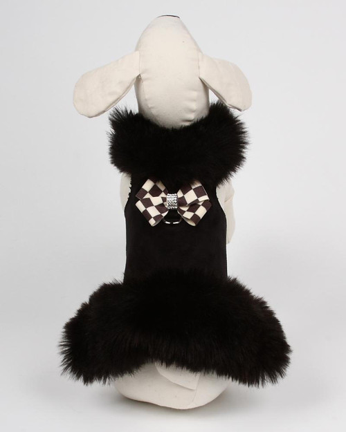 Susan Lanci Windsor Check Nouveau Bow Black Fox Fur Coat   Susan Lanci Windsor Check Nouveau Bow Black Fox Fur Coat