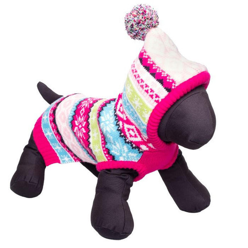 The Worthy Dog Pink Fairisle Hoodie 