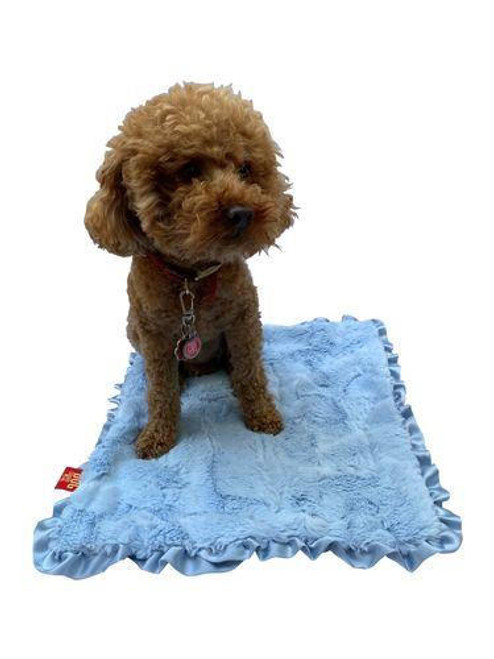 the dog squad Furbaby Ruffled 14"x17" Blue Carrier Blanket 