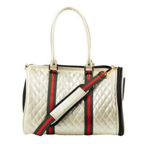 Petote Duffel Ivory Quilted with Stripe from PETOTE®  Petote Duffel Ivory Quilted with Stripe from PETOTE®