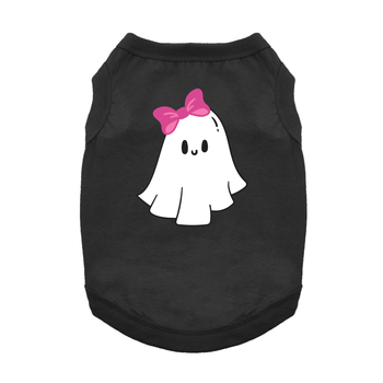 Cute Ghost with Bow Dog Tank - Jet Black 19.95 physical HALLOWEEN Doggie Design The New York Dog Shop DD78701 Cute Ghost with Bow Dog Tank - Jet Black Doggie Design