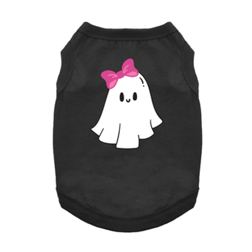 Cute Ghost with Bow Dog Tank - Jet Black-FINAL SALE