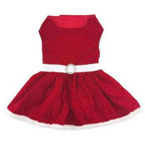 Holiday Dog Harness Dress - Red Velvet Sparkle