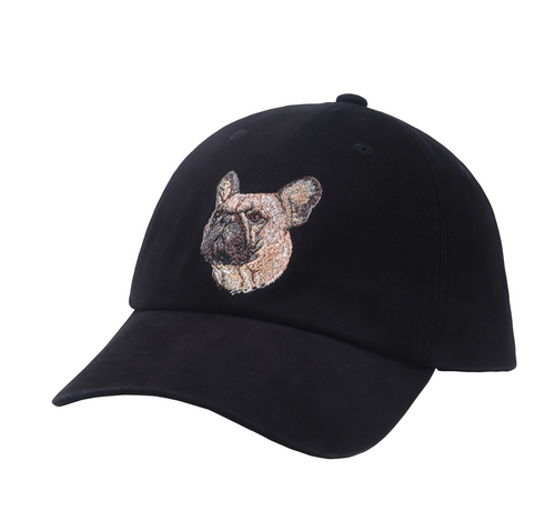 French Bulldog Soft Cotton Black Baseball Cap 