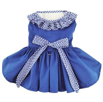 Blue Gingham Cotton Dress & Matching Leash