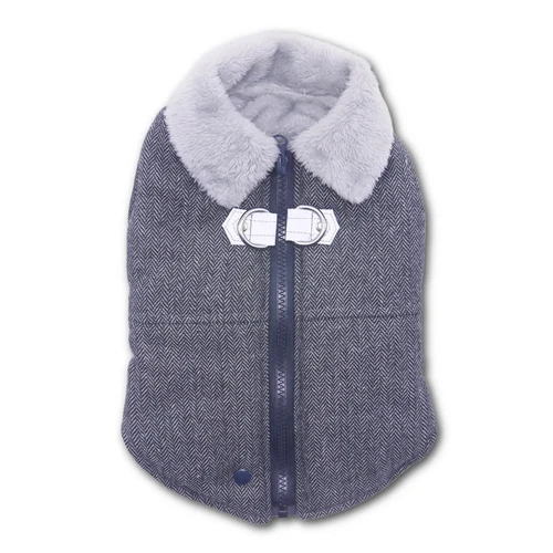 Herringbone Runner Coat with Built In Harness 65.95 physical NEW ITEMS Dogo The New York Dog Shop Herringbone Runner Coat with Built In Harness Dogo