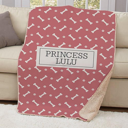 Personalized Dog Bone Sherpa Blanket The New York Dog Shop