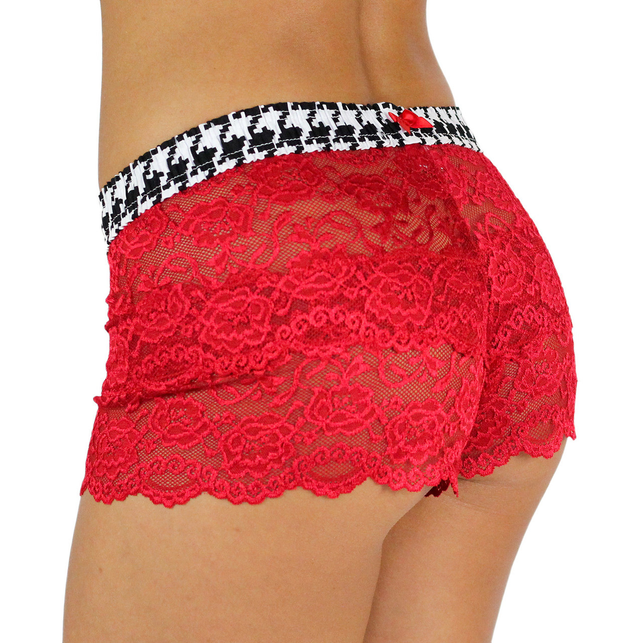 Houndstooth Red Lace Boxers