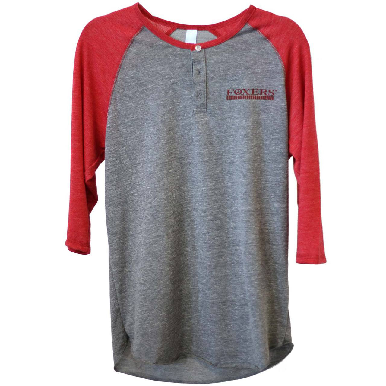 red and gray raglan shirt