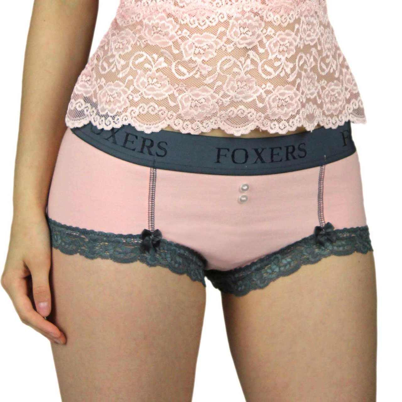 Pink Cotton Boyshort Panties | Foxers Logo Waistband