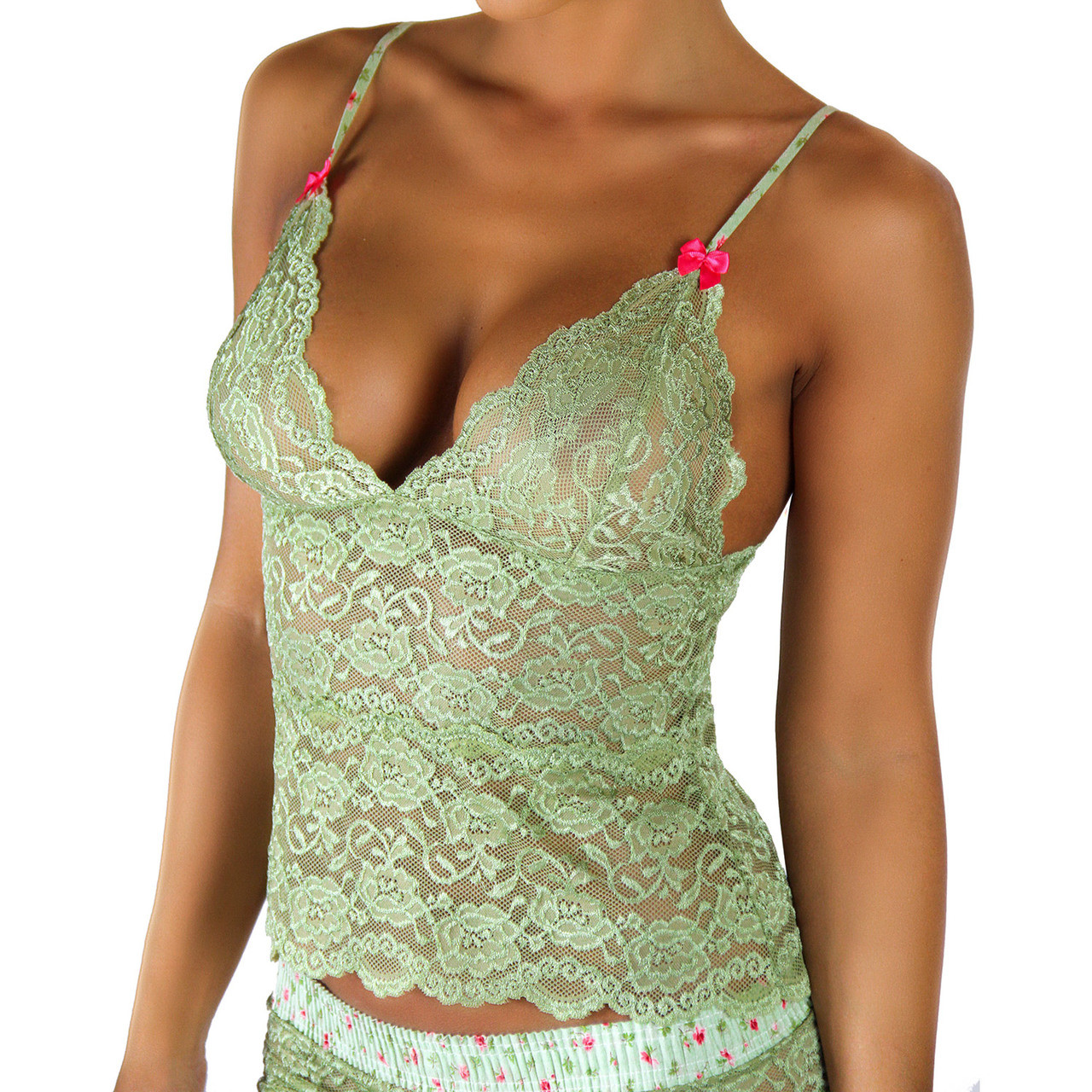 green lace camisole