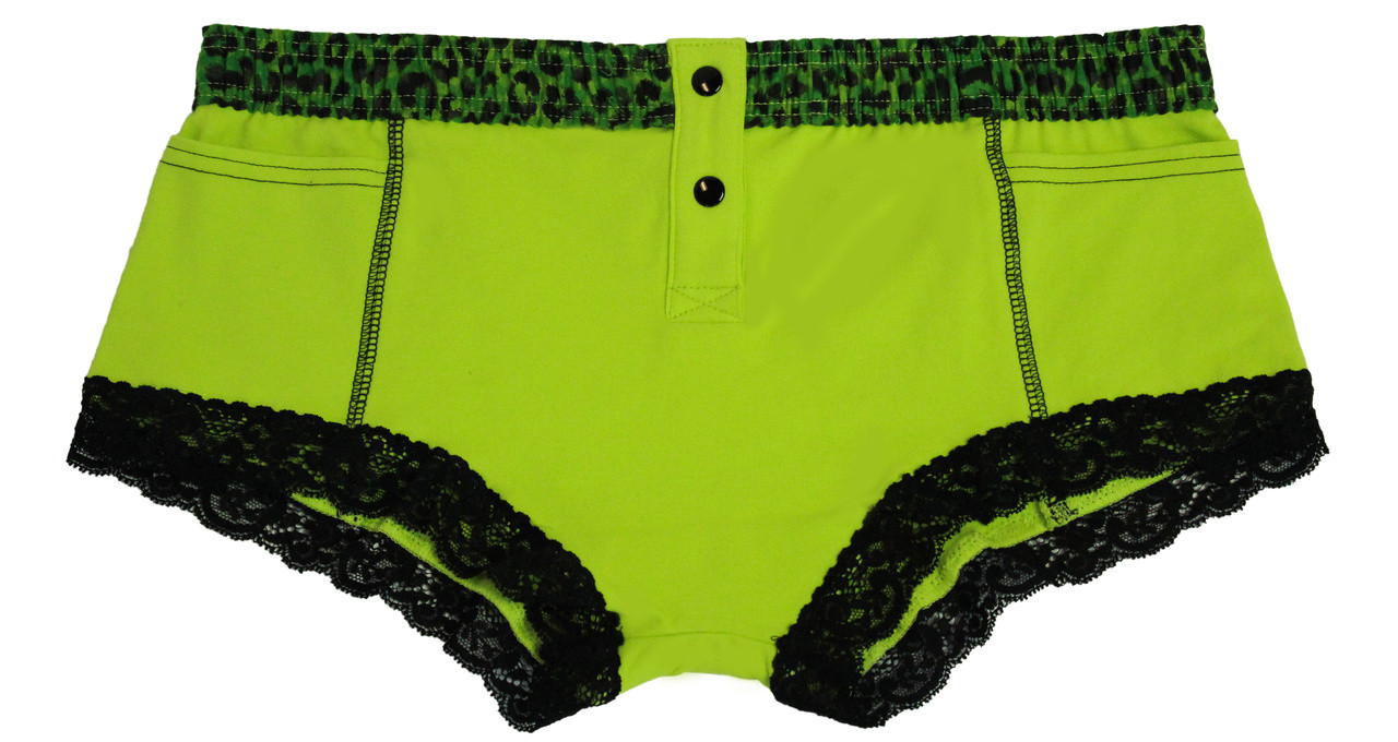 Lime Boxer Brief with Leopard Envy Waistband